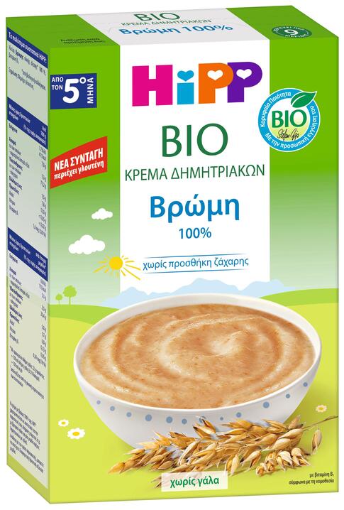 HIPP - BIO Kρέμα Δημητριακών Βρώμη με γλουτένη (από τον 5ο μήνα) - 200gr